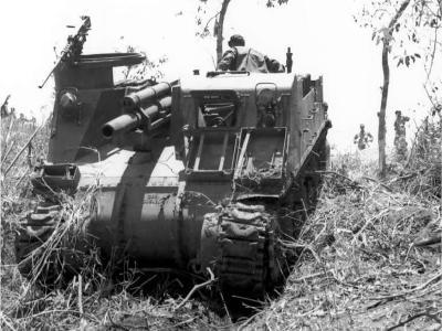 105mm Howitzer Motor Carriage on Luzon Philippines February 1945