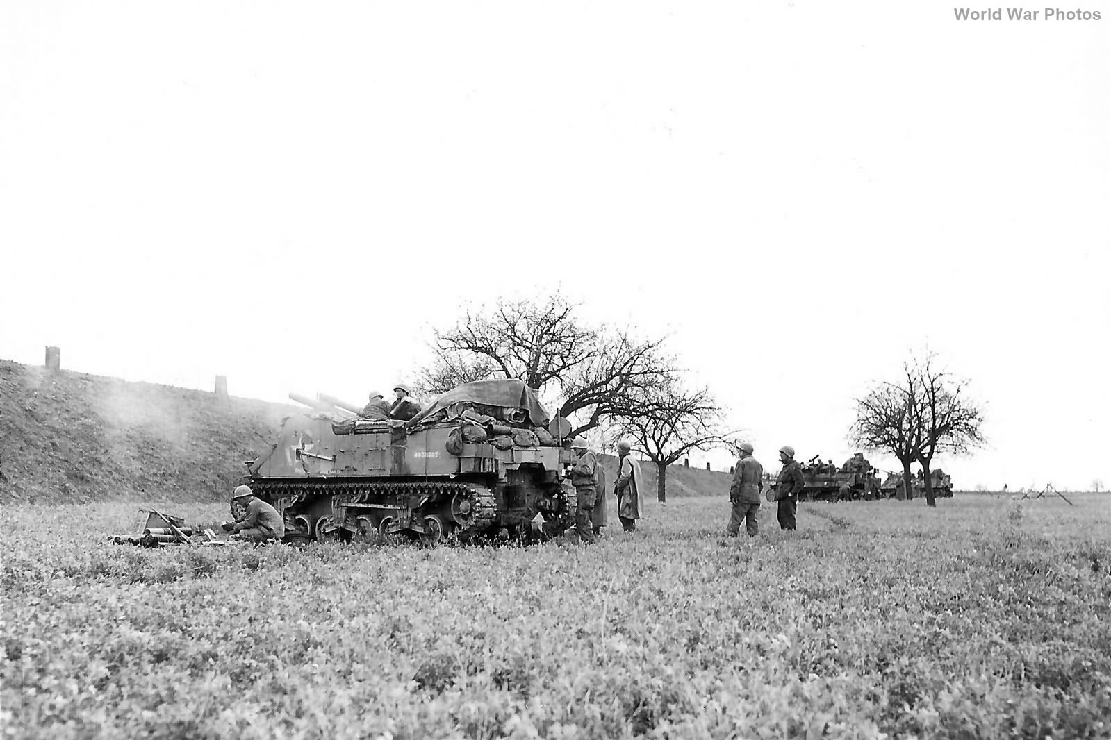 M7 of 10th Armored Division firing near Heidelberg 30 March 1945