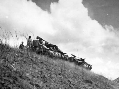 M7 Priests of the 40th Infantry Division on Hill 1700 1-2 Philippines