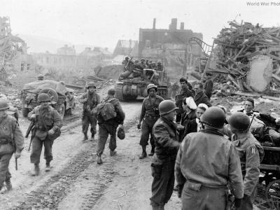 M7 of 3rd Armored Division in Eichelhart 27 March 1945