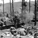37th Infantry Division M7 Priest, M1917 and M4 fighting near Baguio Luzon 1945