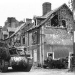 M7 Priest American self-propelled artillery in Carentan Normandy