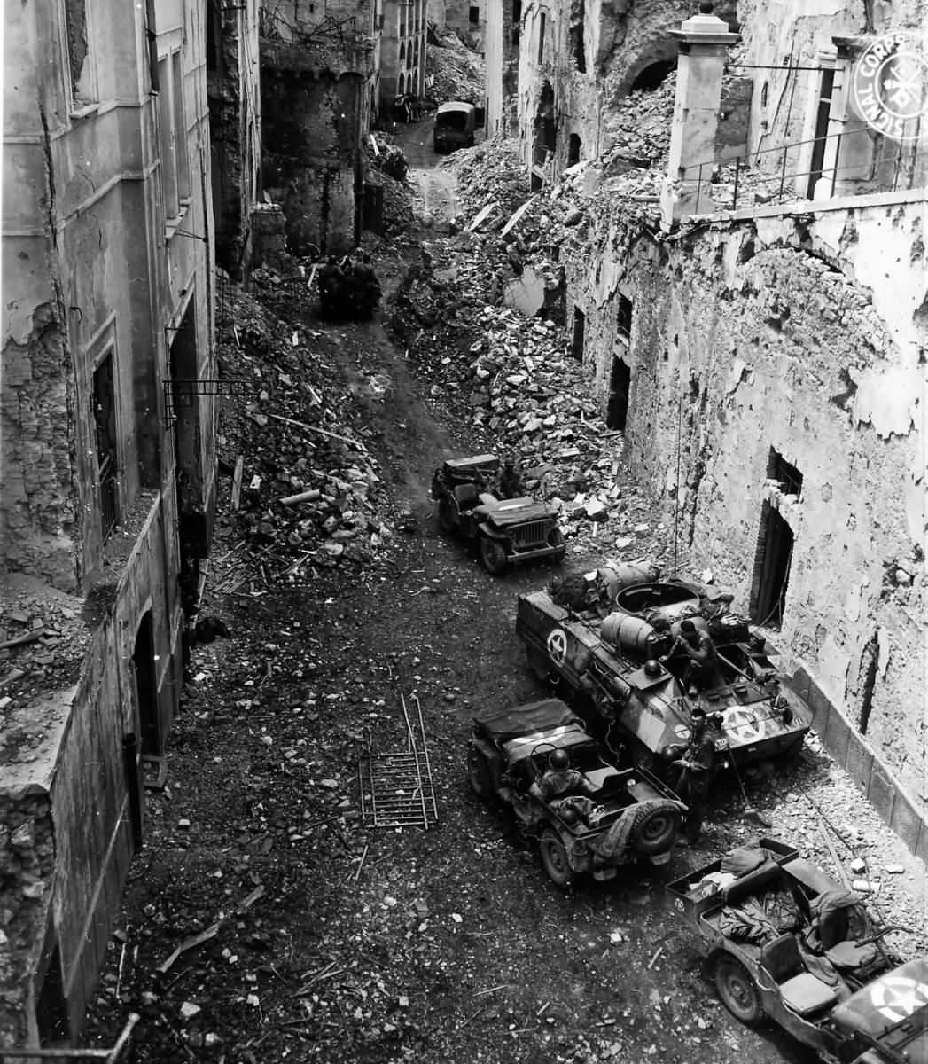 5th Army M8 Nina Chiquita Armored Car and Jeeps in Gaeta Italy May 20 1944