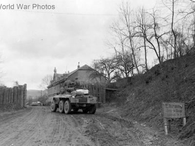 M8 of the 10th Armored Spearhead reaches Quint Germany 9 March 1945