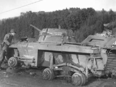 M8 Greyhound captured by Germans St Vith Belgium