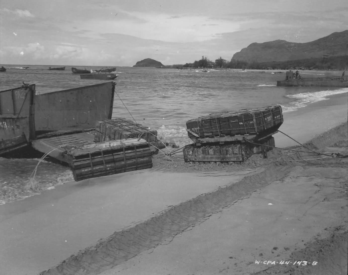 Landing Craft Unloads Supplies On Biak Beach