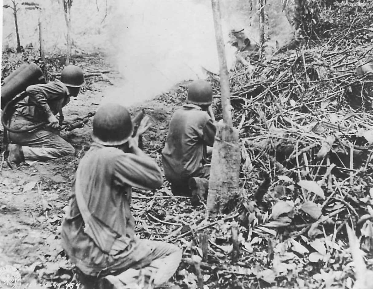 37th Division Flamethrower in Action on Bougainville