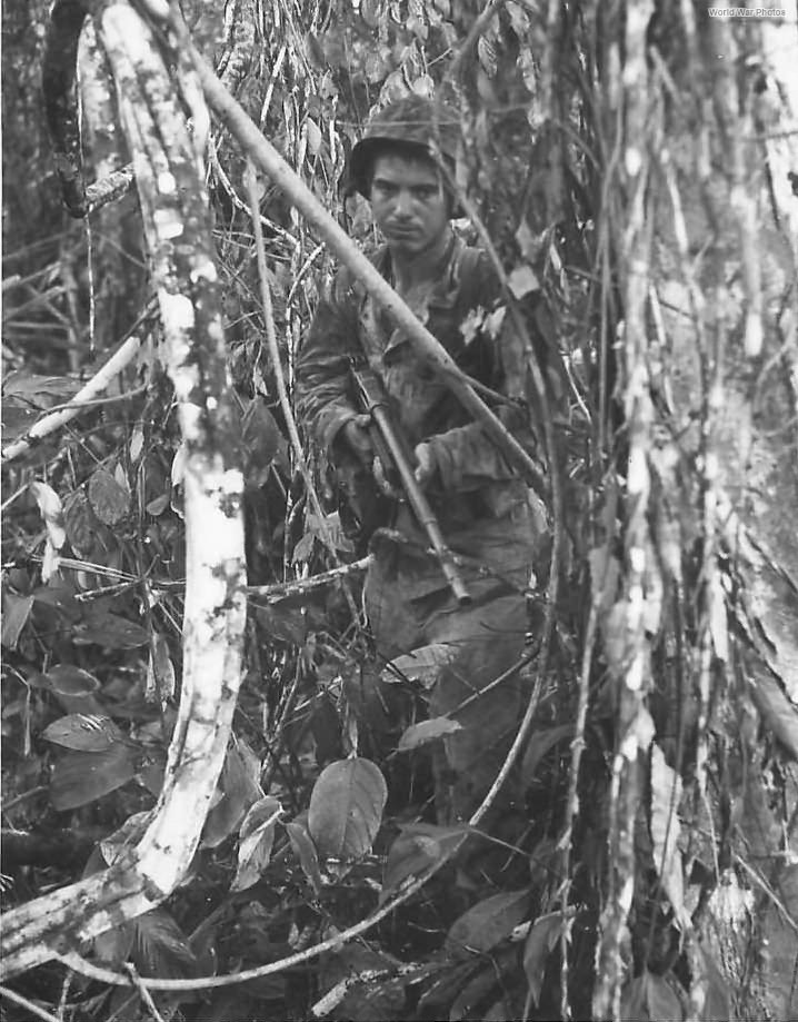 Marine with BAR advancing on Bougainville