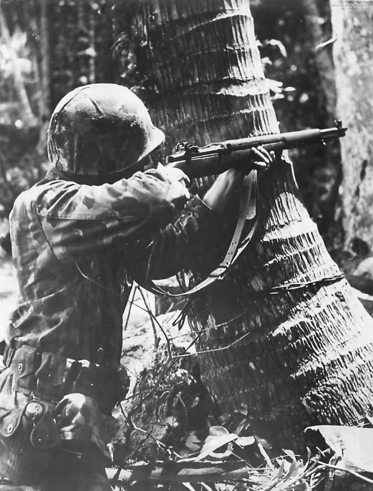 Marine with M1 Rifle on Bougainville