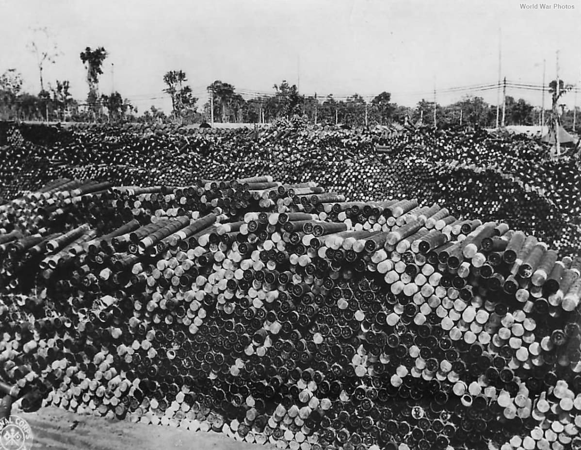 Mountains of empty artillery cases