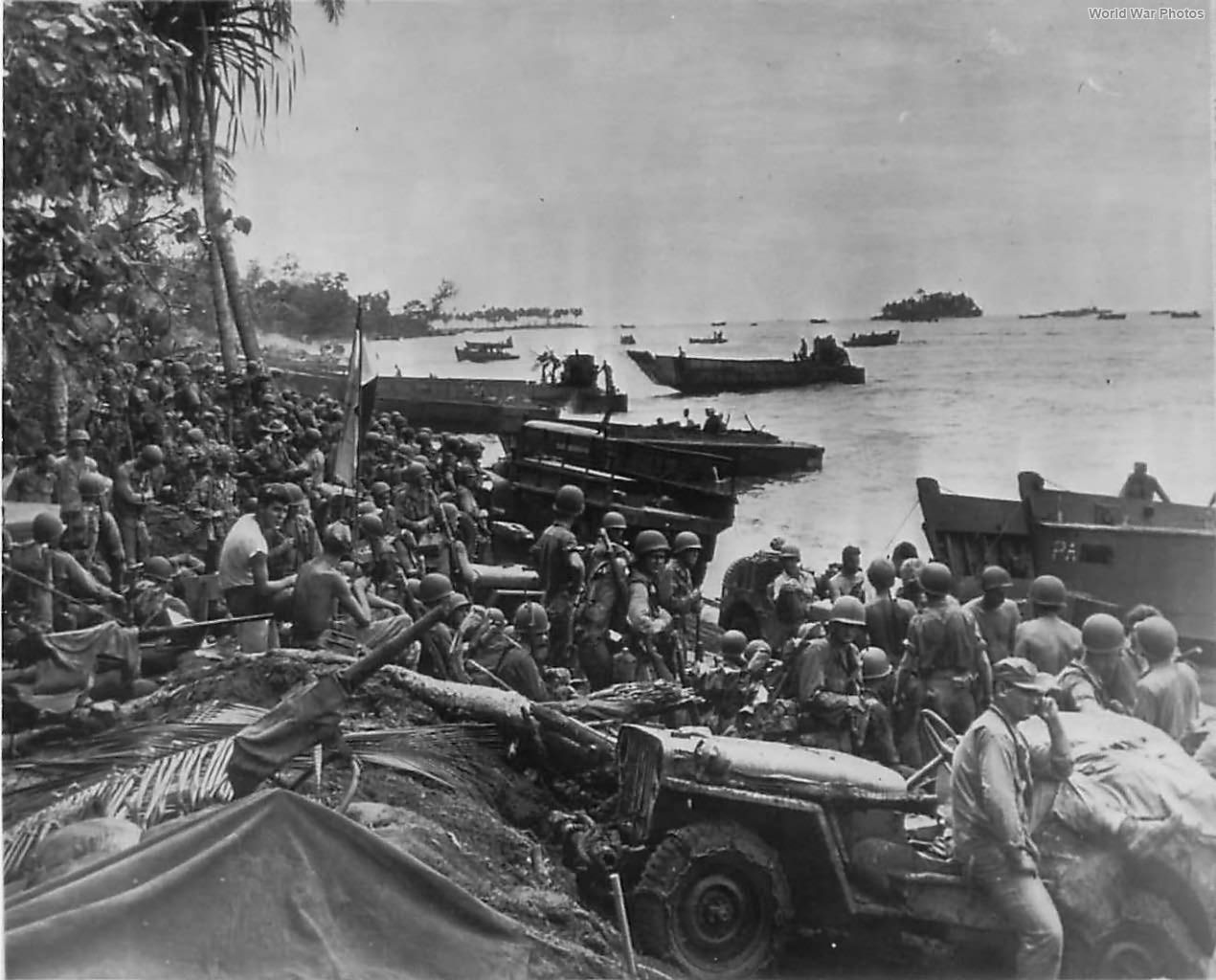 Thousands of U.S. Army Troops and equipment land on Bougainville