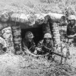 1st Marine Division Machine Gun Crew in Japanese Bunker