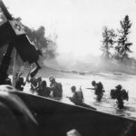 Marines wading ashore on D-Day at Bougainville