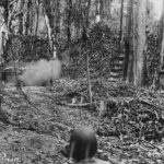 Soldier Fires Bazooka at Japanese Pillbox on Bougainville
