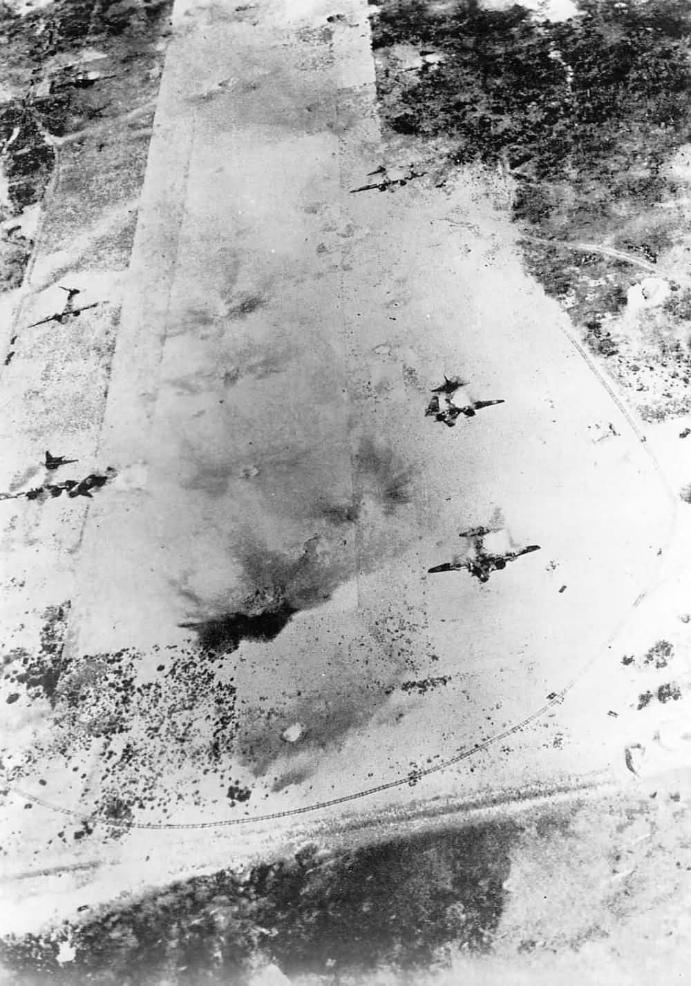Aerial photo Japanese bombers on Eniwetok airfield