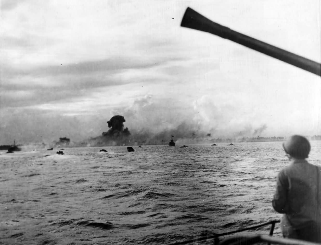 Assault Troops Head for Shore in Invasion of Eniwetok