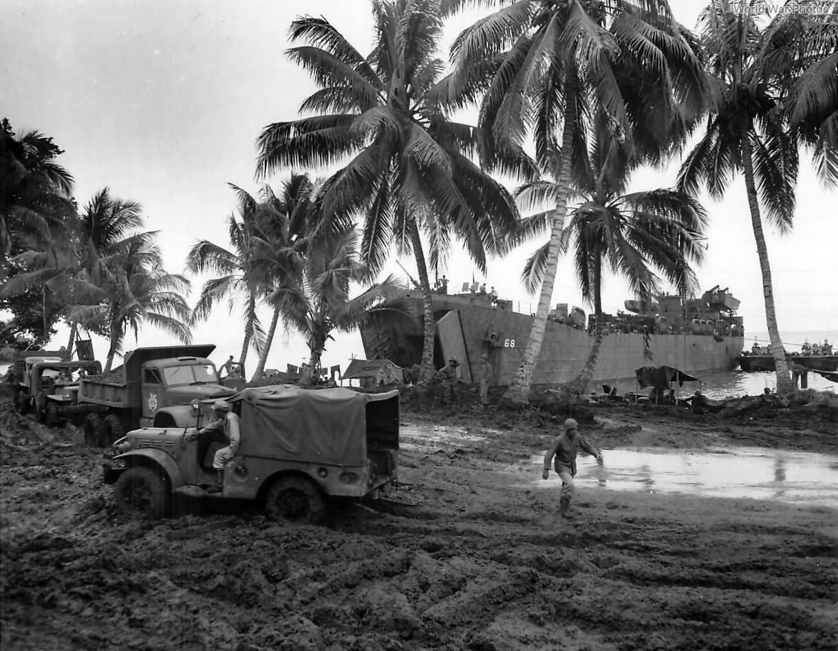 USS LST-68 on beach at Cape Gloucester New Britain