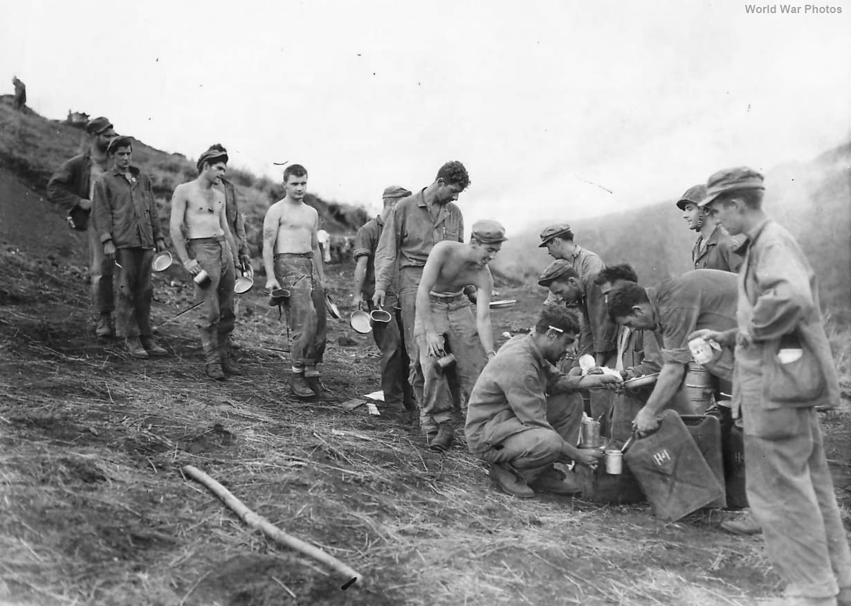 Marines at improvised kitchen on Cape Gloucester