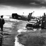 Landing Craft unloads Jeep at Cape Gloucester