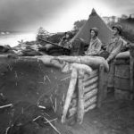 Marines man AA Gun on beach of Cape Gloucester