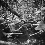 Marines man Browning M1917 Machine Gun on Cape Gloucester