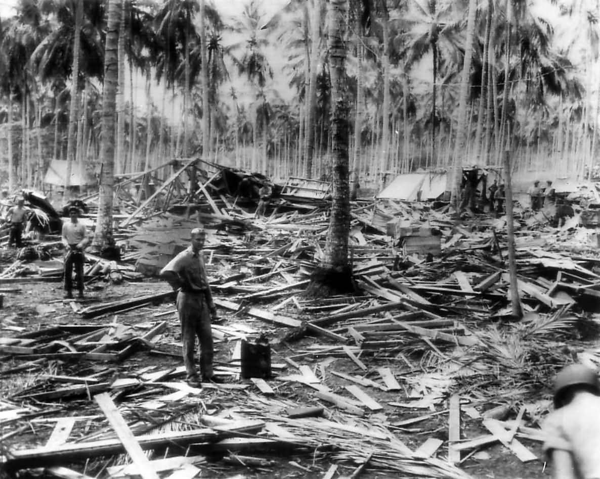 Ruins of Radio Station on Guadalcanal hit by Japanese bomb 1942