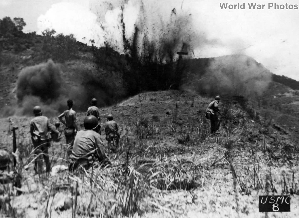Marines blow up Japanese dugout