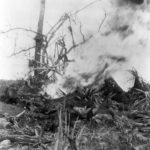 Marine flamethrower burns out Japanese in pillbox on Guam