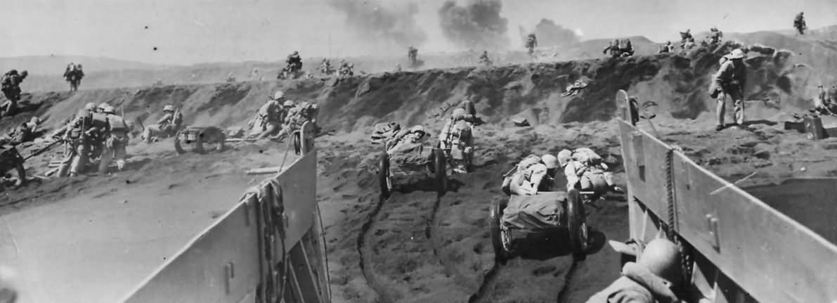 4th Division Marines Landing on Iwo Jima beach