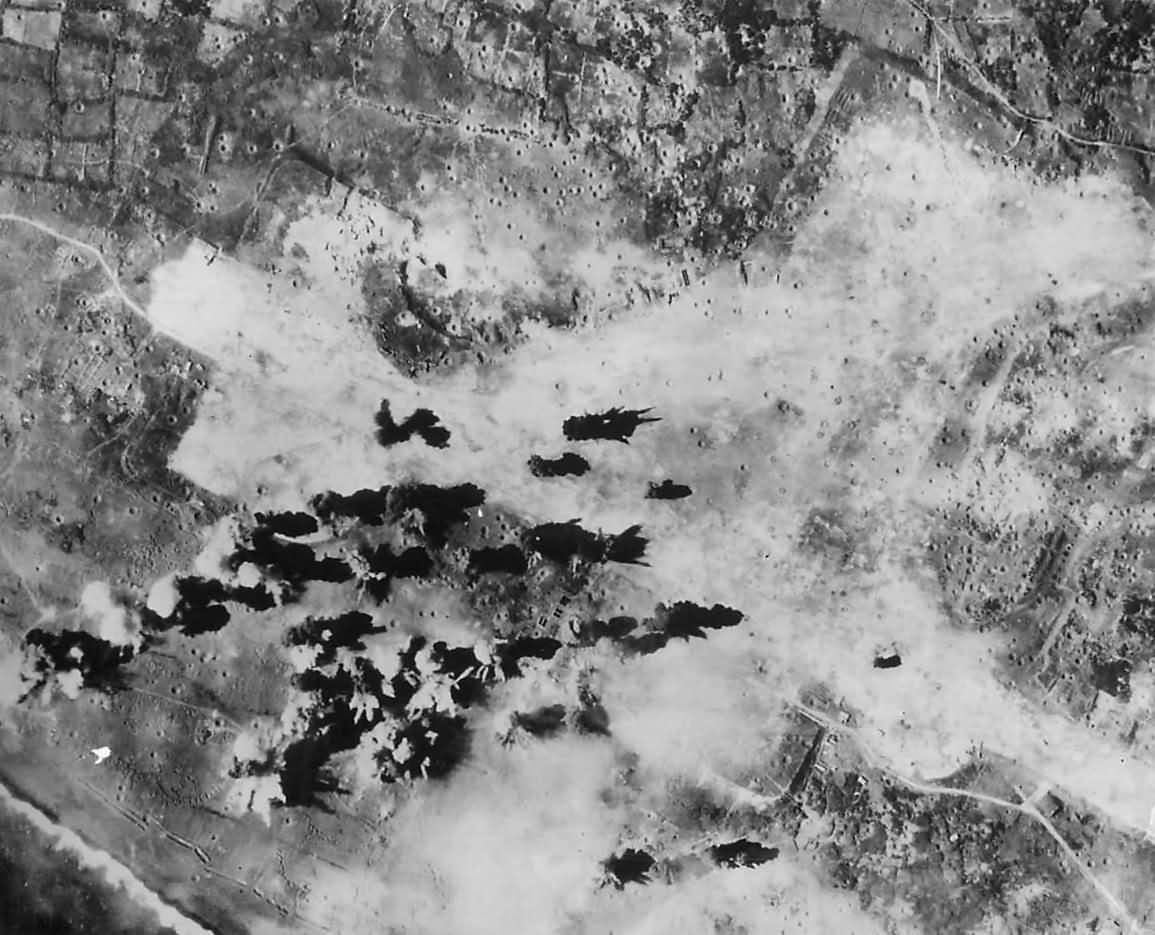 7th AF Bombers Blast Japanese Airfield on Iwo Jima 1945