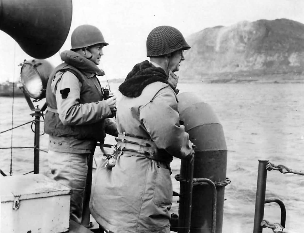 James Forrestal and Gen. Smith Watch Battle on Iwo Jima
