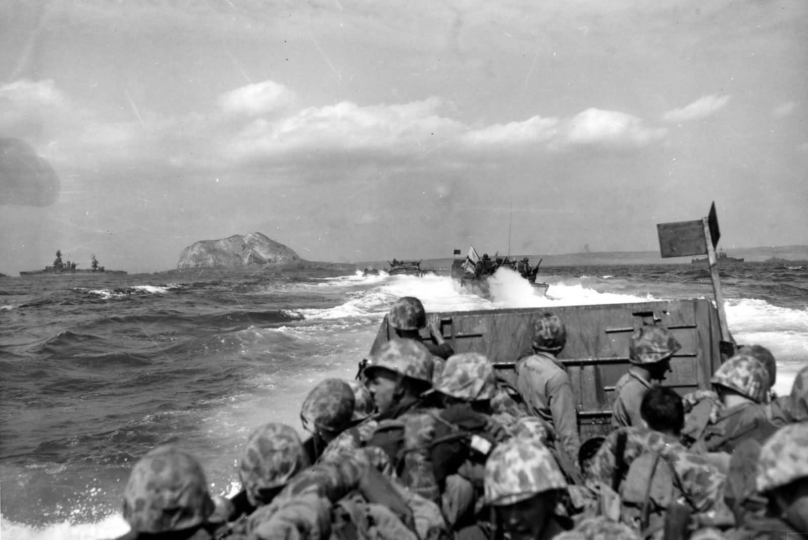 Marines Head toward Shore for Initial Landing on Iwo Jima