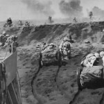 4th Division Marines Landing on Iwo Jima beach