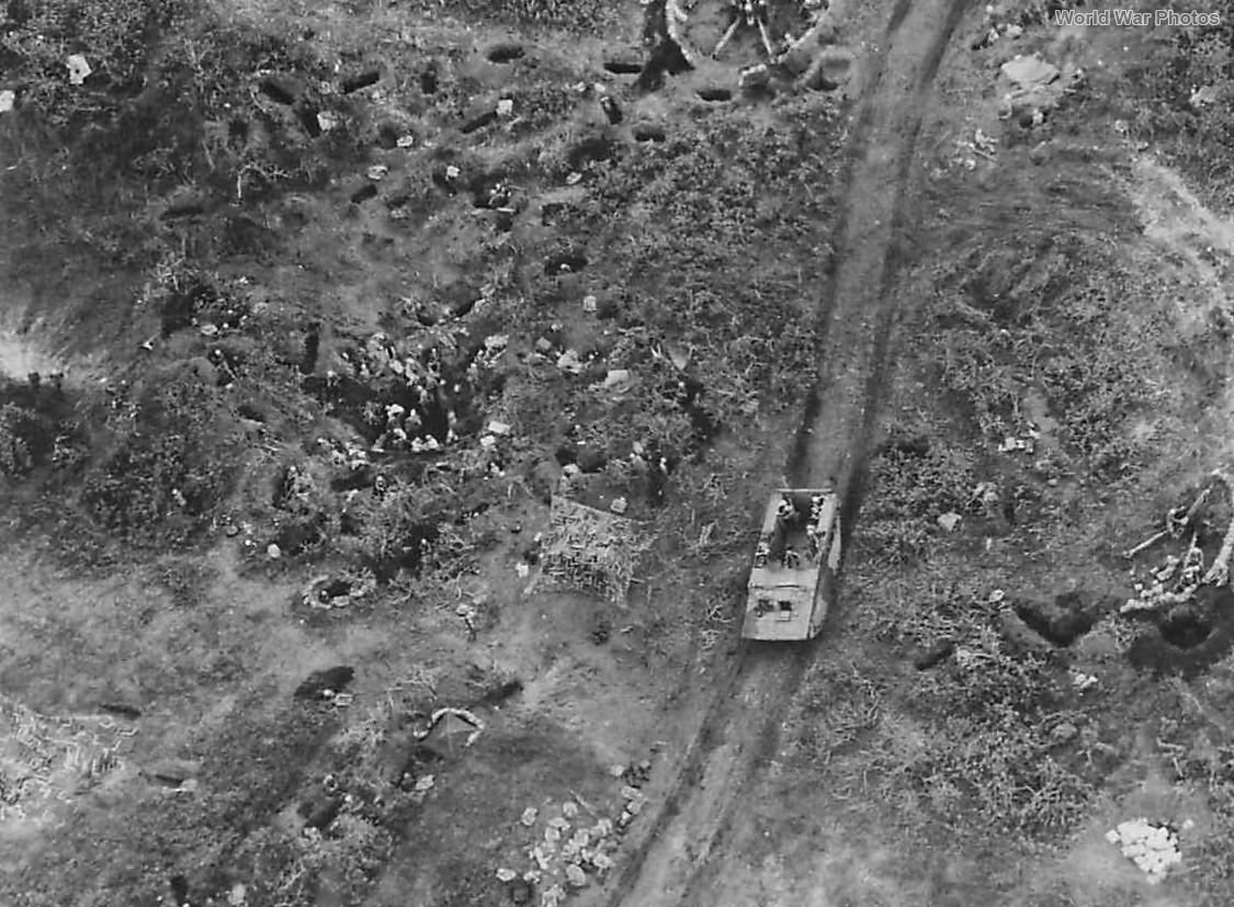 Aerial View Marine position on Iwo Jima D-Day +1