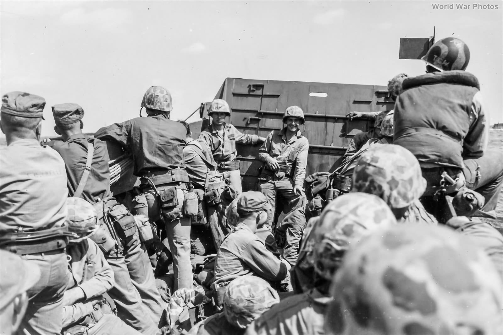 Moment before the storm Marines in LCVP Head for Iwo Jima 19 February 1945