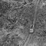 Aerial View Marine position on Iwo Jima D-Day +1