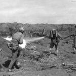 Msrine flame thrower in action