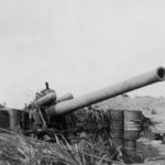 Japanese 12 inch coast defense gun emplaced on Iwo Jima on the northeast side of Mount Surabachi