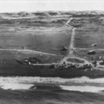 Japanese Soldiers Run for Cover as U.S. Plane Flies over Iwo Jima