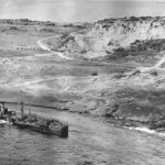 Japanese escort vessel beached on the shore of Iwo Jima