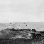 Marine DUKW Burning on Iwo Jima Beach 19 February 1945