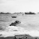 Marine DUKW off Iwo Jima Beach