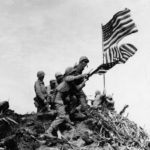 Preparing to raise the 2nd Flag on Mt Suribachi Iwo Jima 23 February 1945