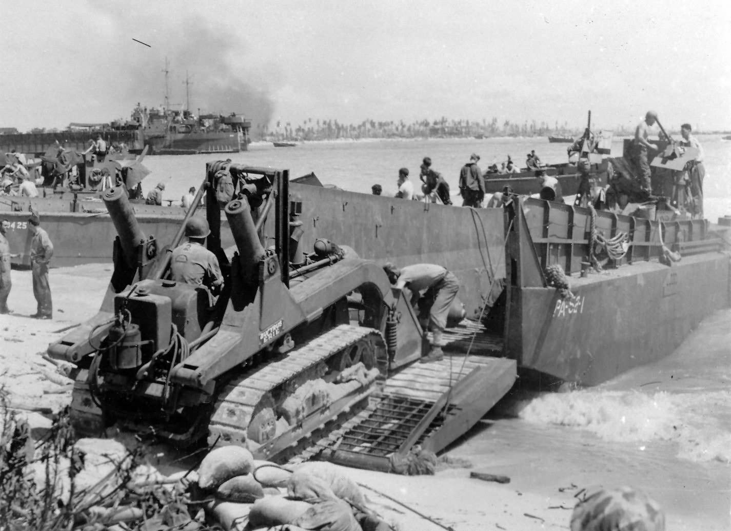 Unloading LCM with tractor at Roi