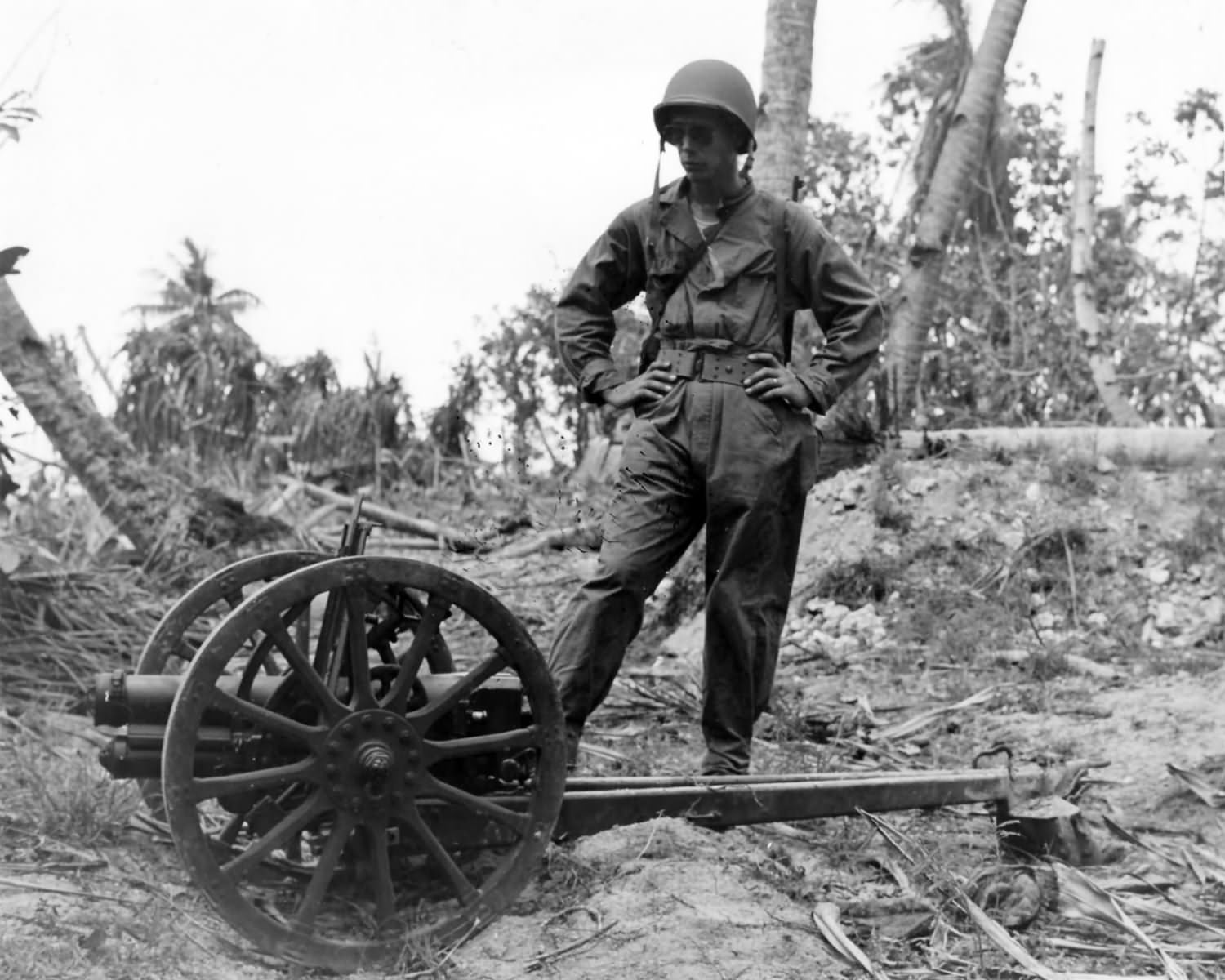 Captured Japanese 70mm Type 92 battalion gun – Makin Atoll