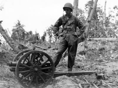 Captured Japanese 70mm Type 92 battalion gun – Makin Atoll