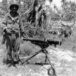Captured Type 92 Lewis machine gun on tripod, Makin 1943