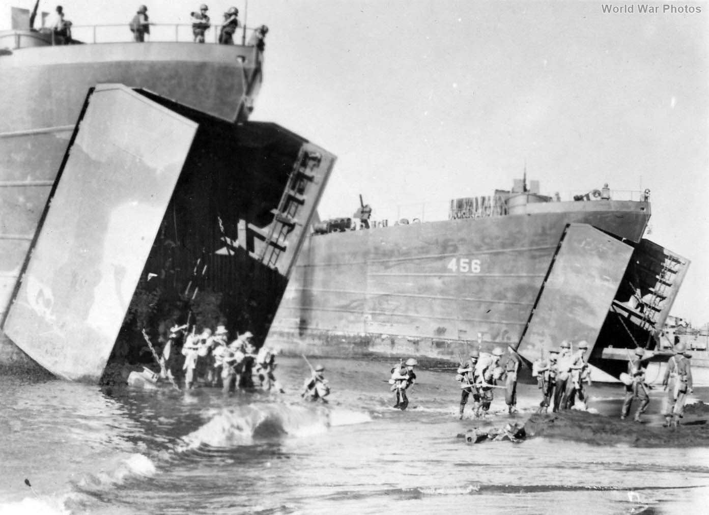 LSTs landing Aussies East of Lae