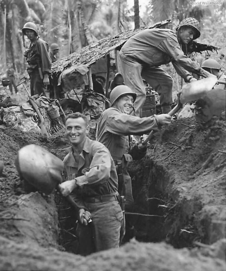 US soldiers digging air raid shelter in New Guinea ’44