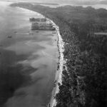 Aerial view of the opening stages of the assault on Hollandia on April 23, 1944